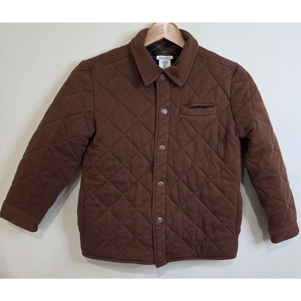 Tommy Bahama Kids Quilted Flannel Lined Barn Jacket Rust Plaid Size M 7/8